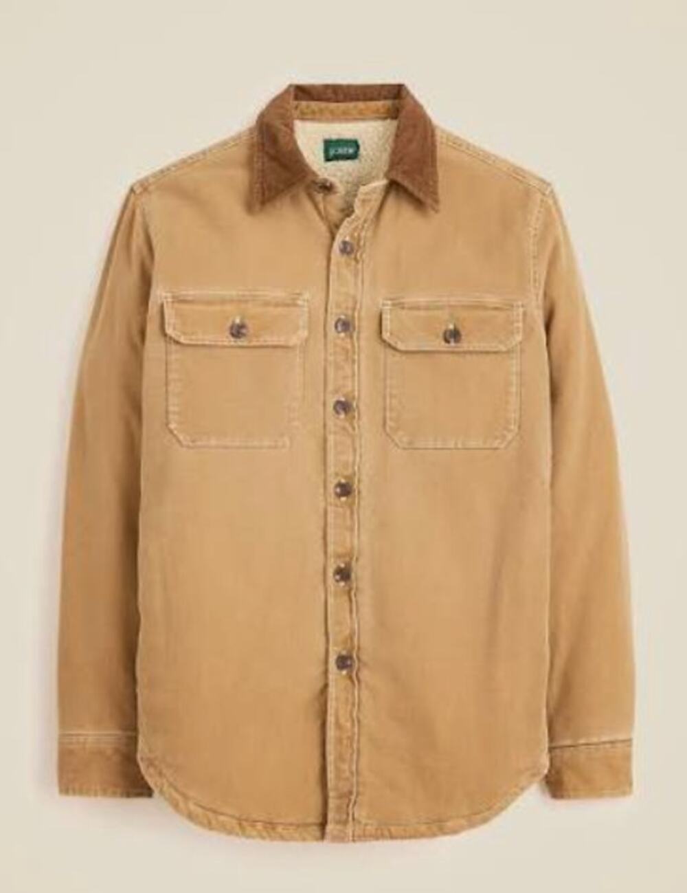 J Crew Mens Sherpa-lined Duck Canvas Shirt Jacket Blanket Fleece Lined  XL NWT